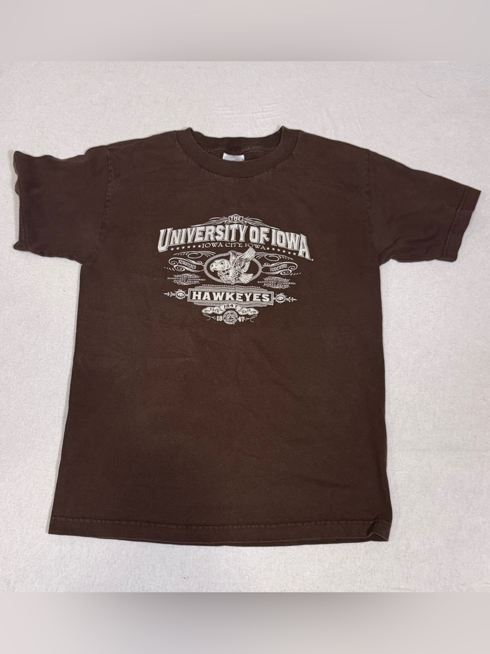 Vintage Rare University of Iowa Hawkeyes Brown Graphic Tee 90’s academic college